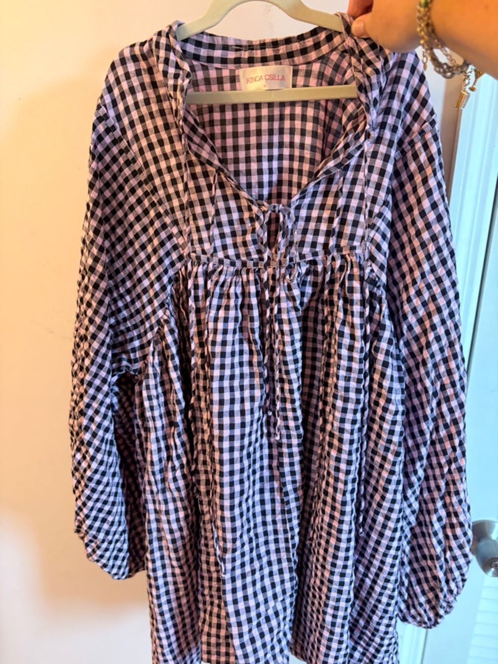 King Csilla Black & White Gingham Mini Dress